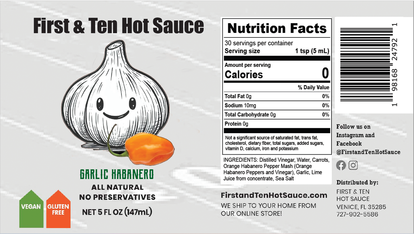 Pre - Order Garlic Habanero 6 Pack