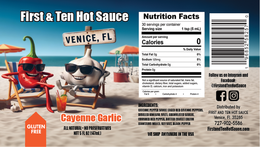 Pre - Order.  1 Case of 12 Original Cayenne Garlic.   ALL ORDERS will ship on Thursday Dec. 11th.