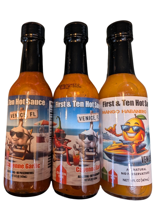 3 Pack 2 Bottles of Original Cayenne Garlic 1 Bottled of Mango Habanero.